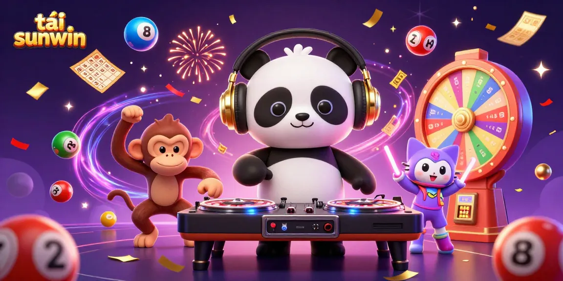 Spin and win with tải sunwin in an exciting 3D cartoon casino scene filled with vibrant gaming elements.
